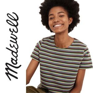 Madewell Women’s Luxe Boxy Crop Mathis Striped Tee - Size‎ XXS